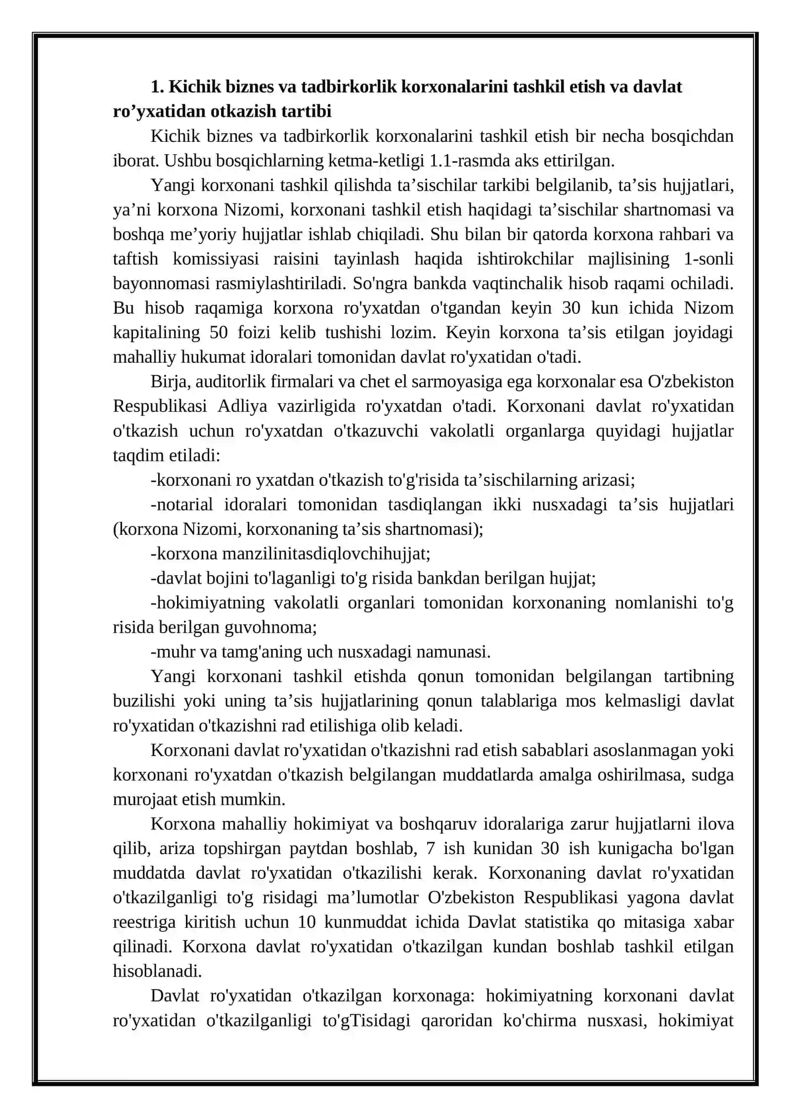 Kichik biznes va tadbirkorlik faoliyatini tashkil etish va boshqarish 2