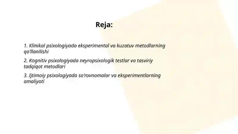 Zamonaviy psixologiya tarmoqlarida tadqiqot metodlarining qoʻllanilishi 2