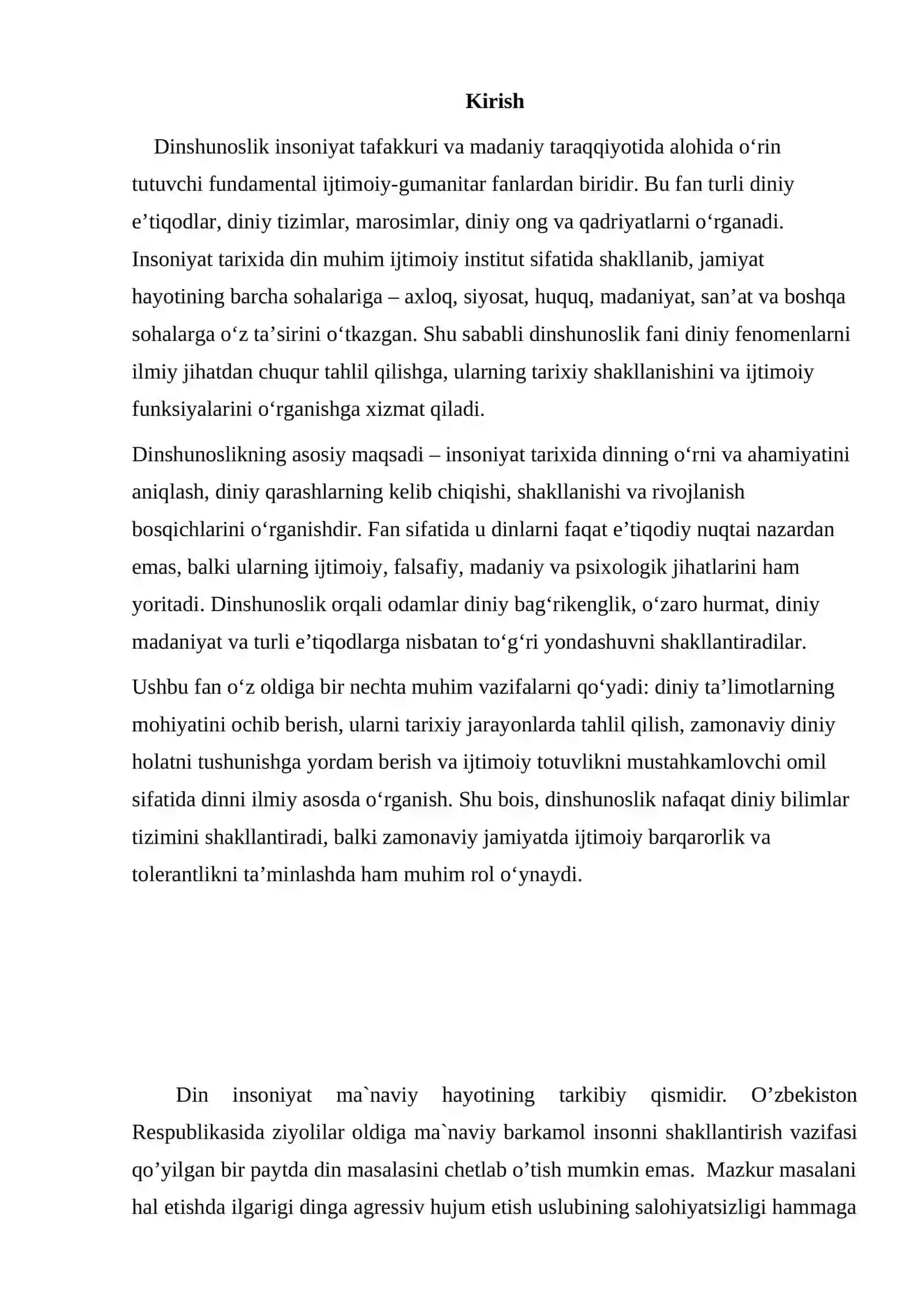 Dinshunoslik fanning predmeti,maqsadi va vazifalari 2