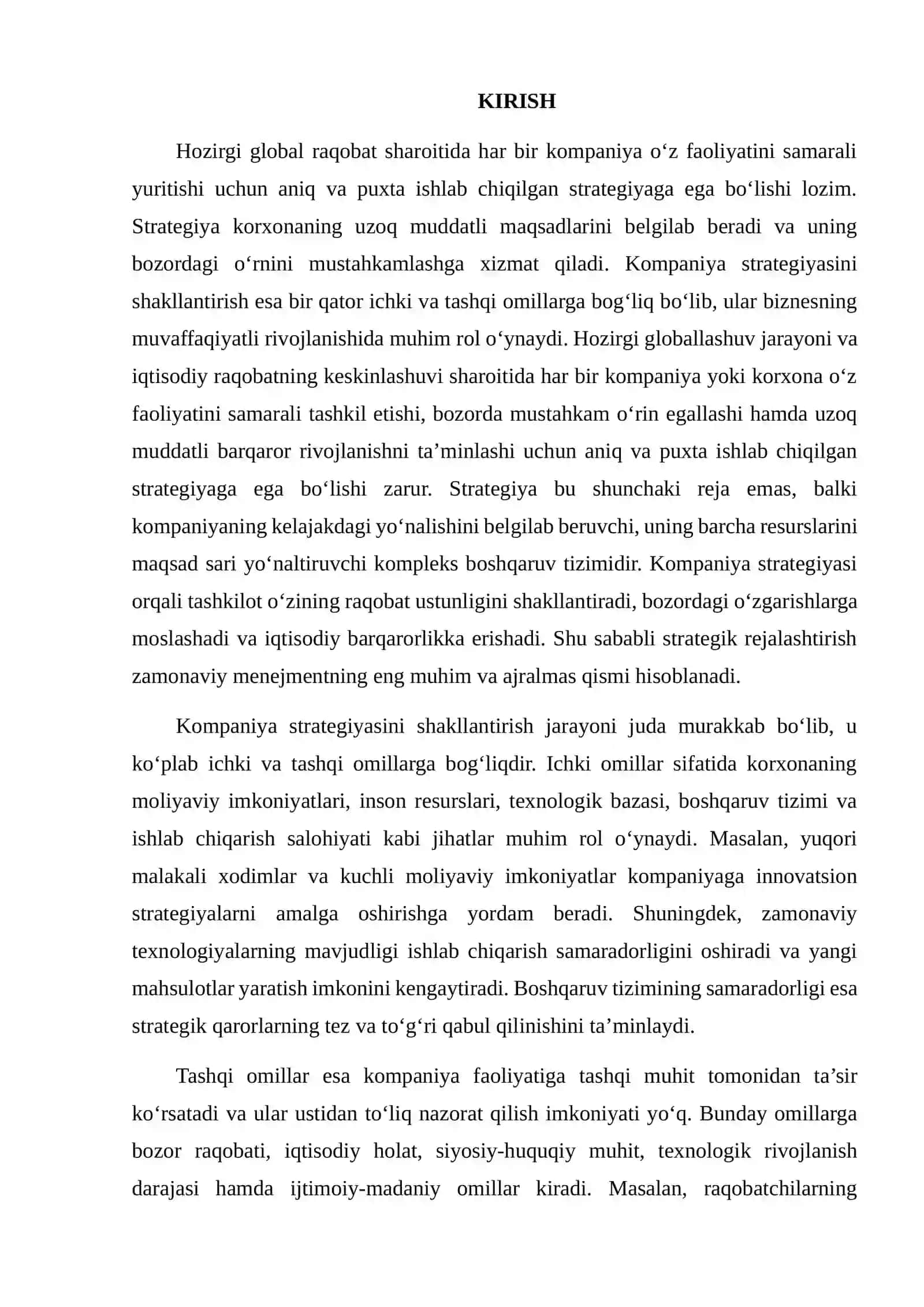 KOMPANIYA STRATEGIYASINI BELGILOVCHI OMILLAR 2