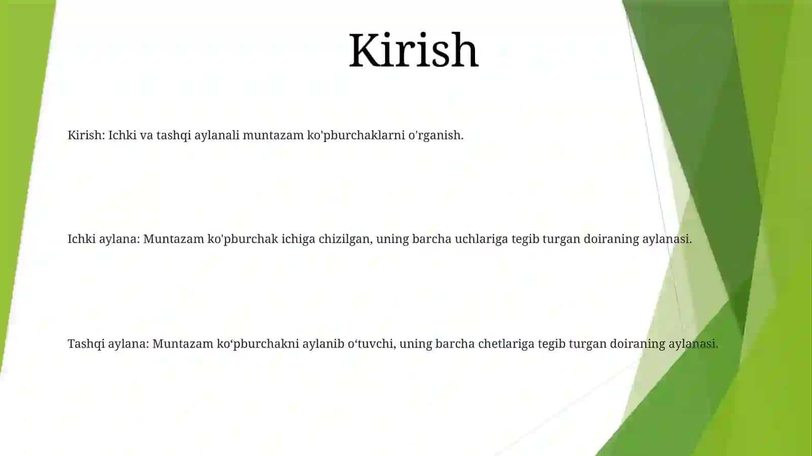 Muntazam Ko`Pburchakka Ichki Va Tashqi Aylanalar 2
