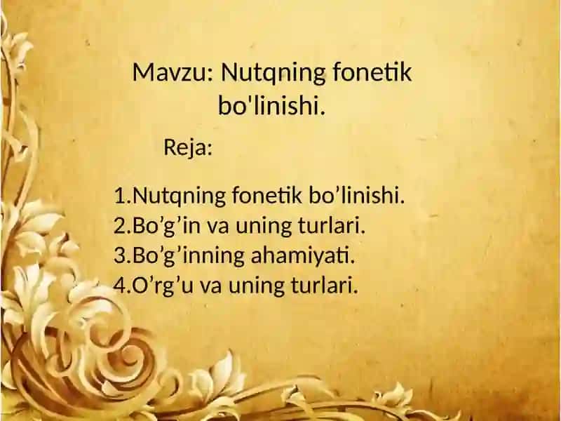 Nutqning fonetik bo'linishi 2