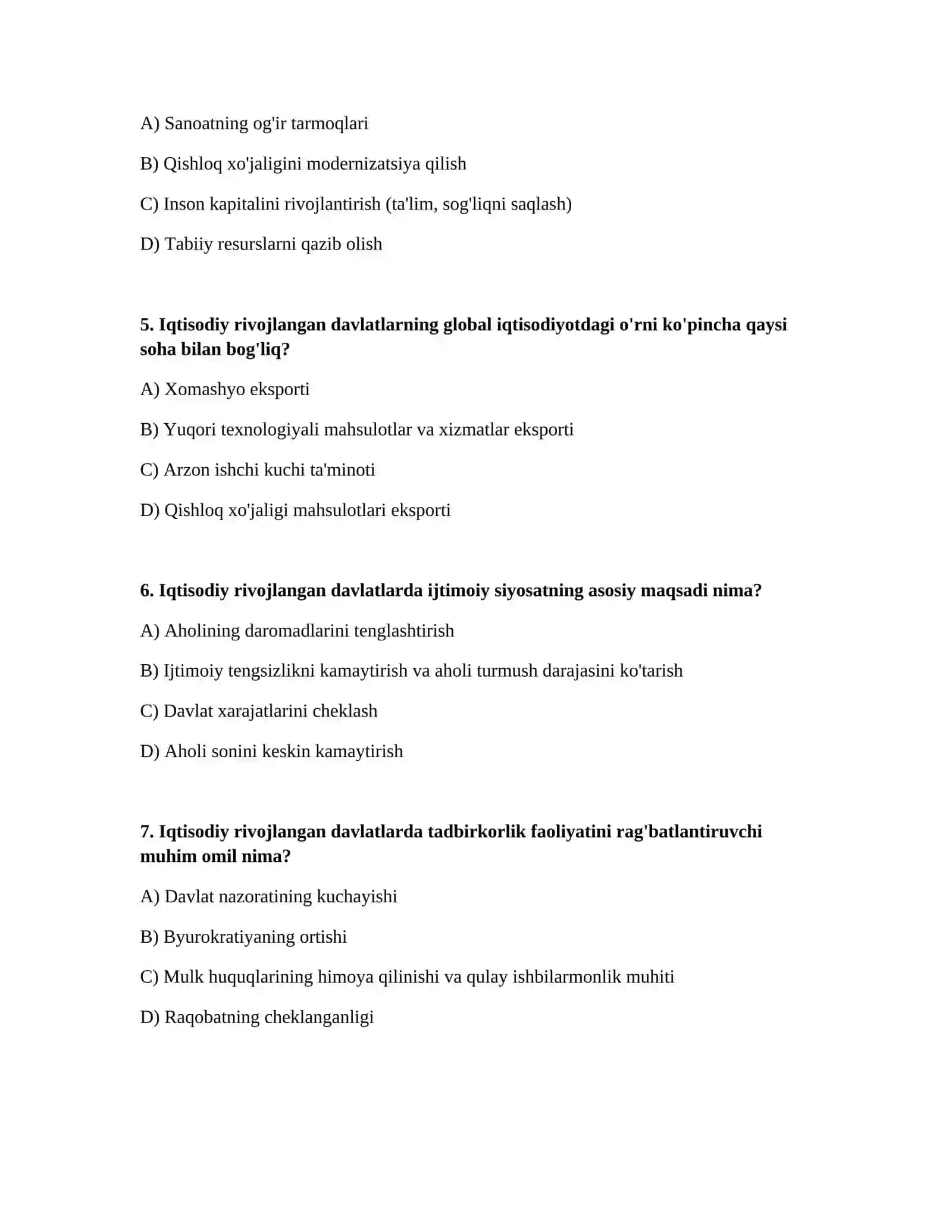Iqtisodiy rivojlangan davlatlar tuzimi 2