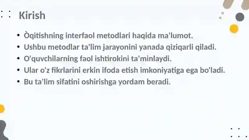 O’qitishning interfaol metodlari. 2