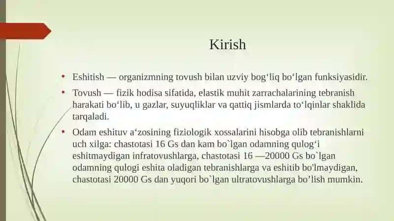 Eshitish organi innervatsiyasining xususiyatlari 2