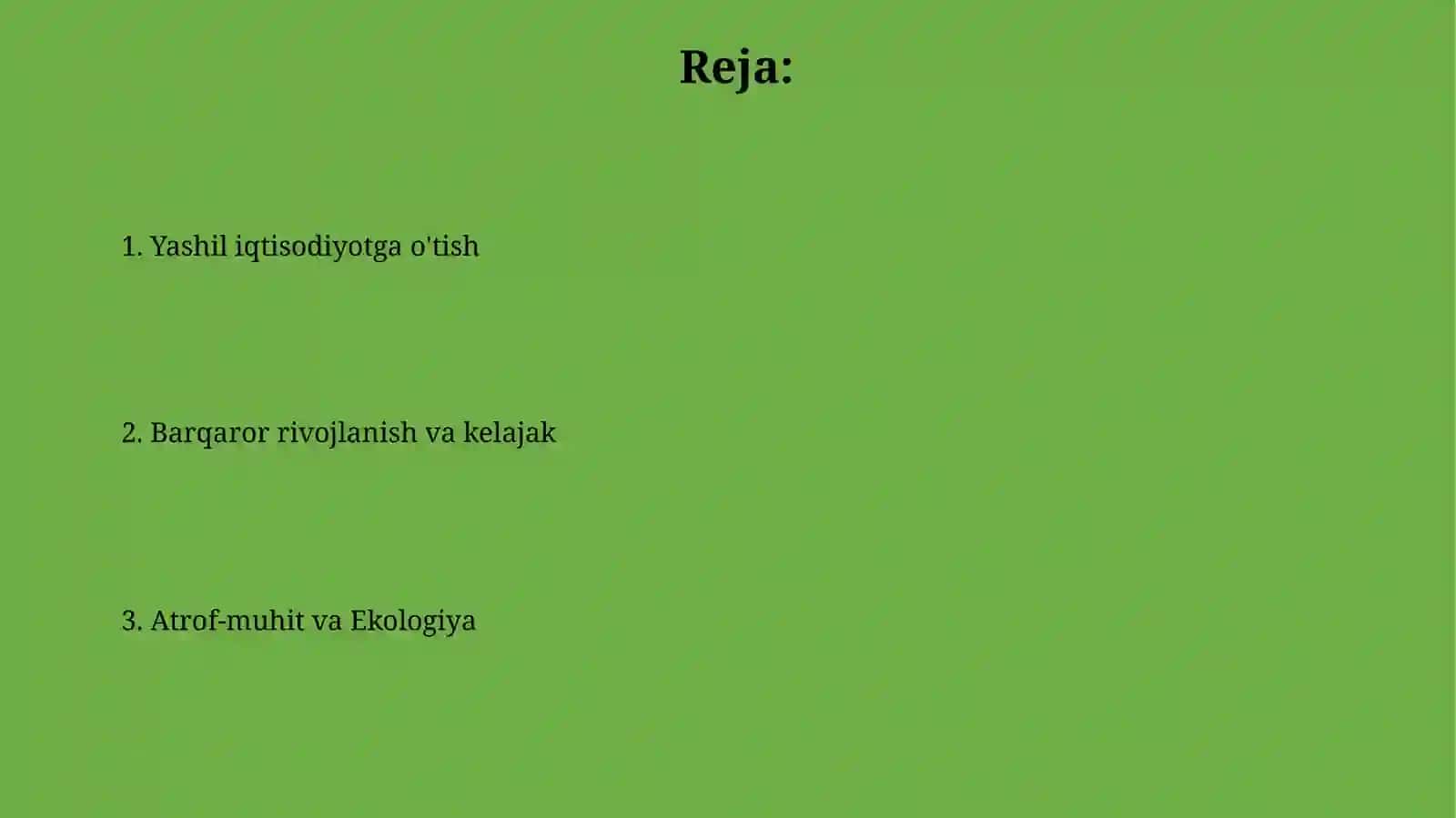 Atrof-muhit va ekologiya hamda yashiliqtisodiyot 2