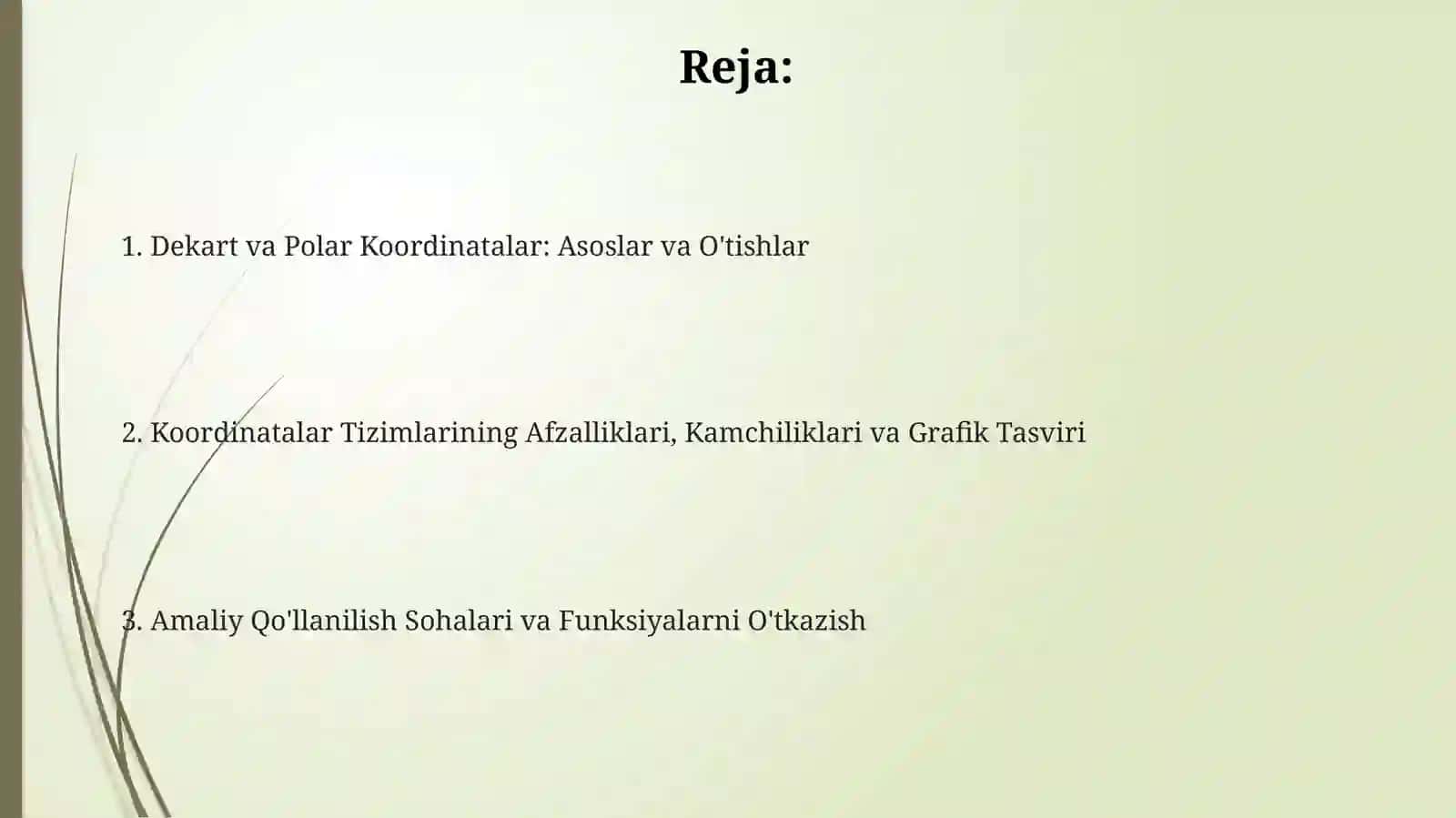 Dekart va kutub koordinatalari orasidagi bog‘lanish 2