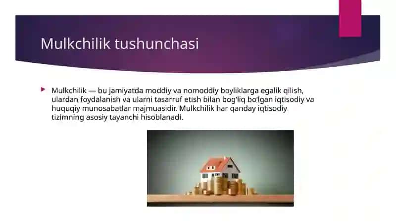 Mulkchilikning iqtisodiy va siyosiy jihatlari 2
