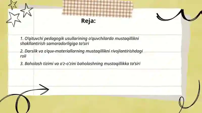 O'quvchilarda mustaqillikni shakllantirish tarbiya jarayoni samaradorligi omili sifatida 2