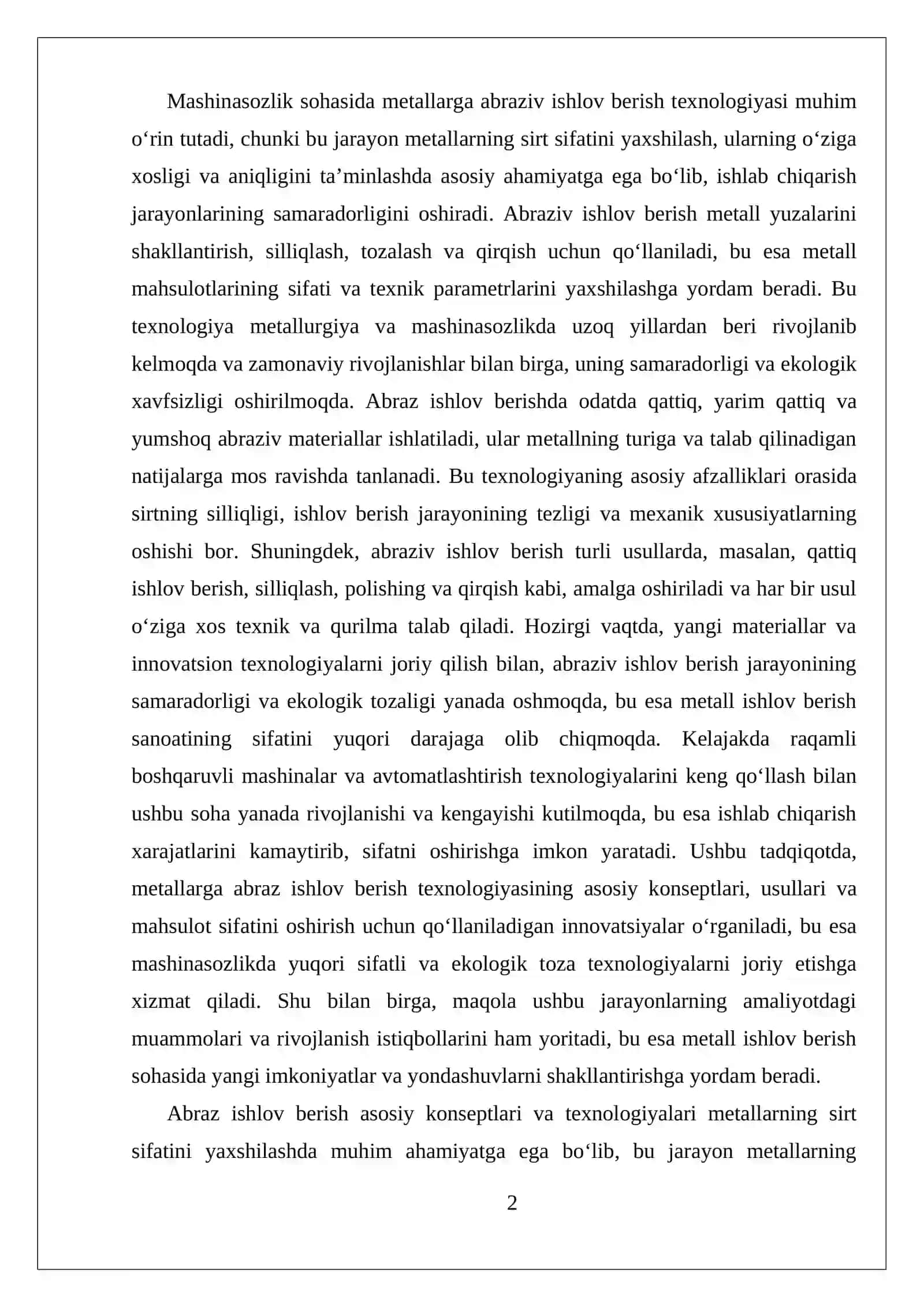 Abraz ishlov berish texnologiyasi 2