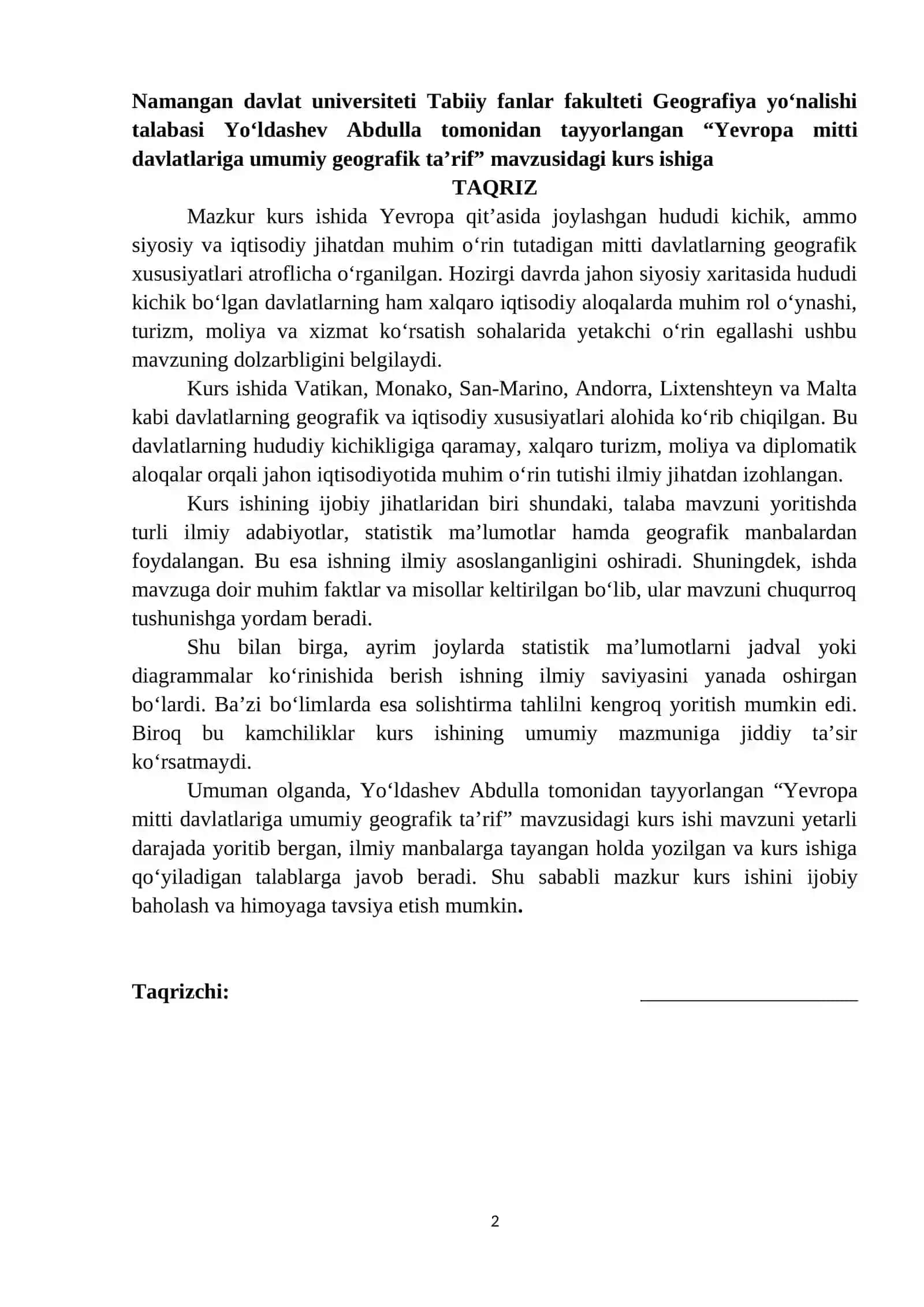 Yevropa mitti davlatlariga umumiy geografik ta’rif 2