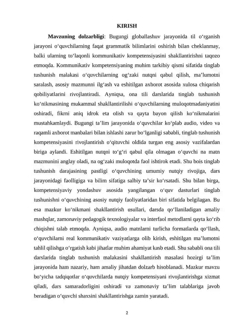 Tinglab tushunish malakasi 2