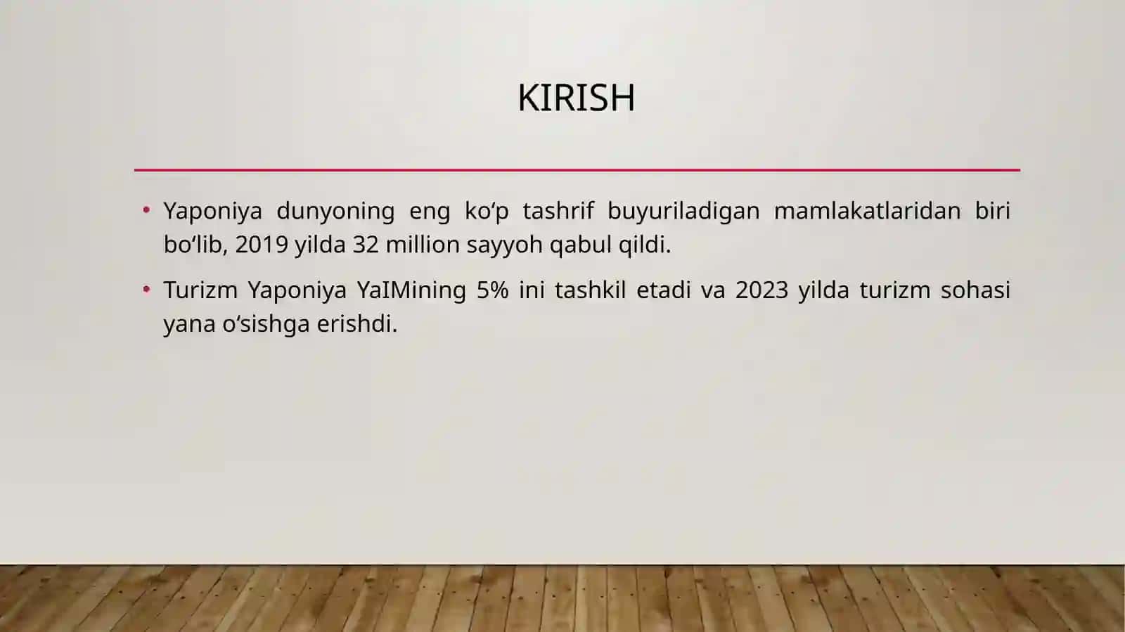Yaponiyaning turizm statistikasi (2023) 2