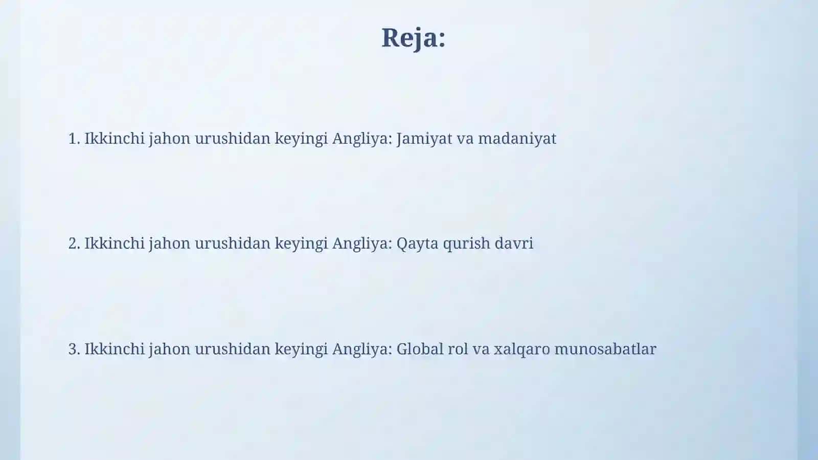 Angliya ikkinchi jahon urushidankeyingi yillarda: Jamiyat va Madaniyatdagi O'zgarishlar 2
