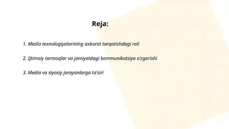 Media texnologiyalarning bugungi kunda jamiyat oʻrnidagi oʻrni 2