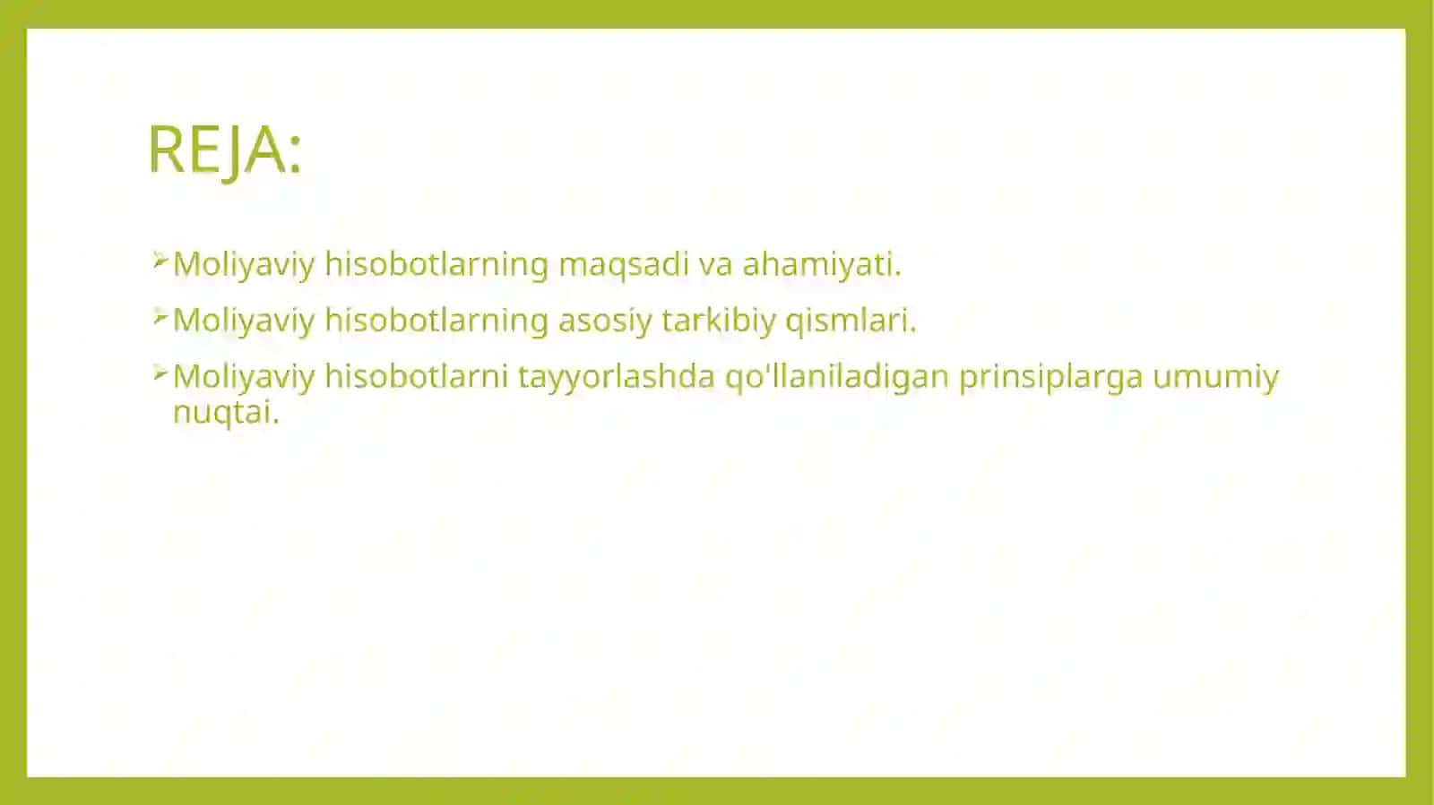 Moliyaviy hisobotning konseptual asoslari 2