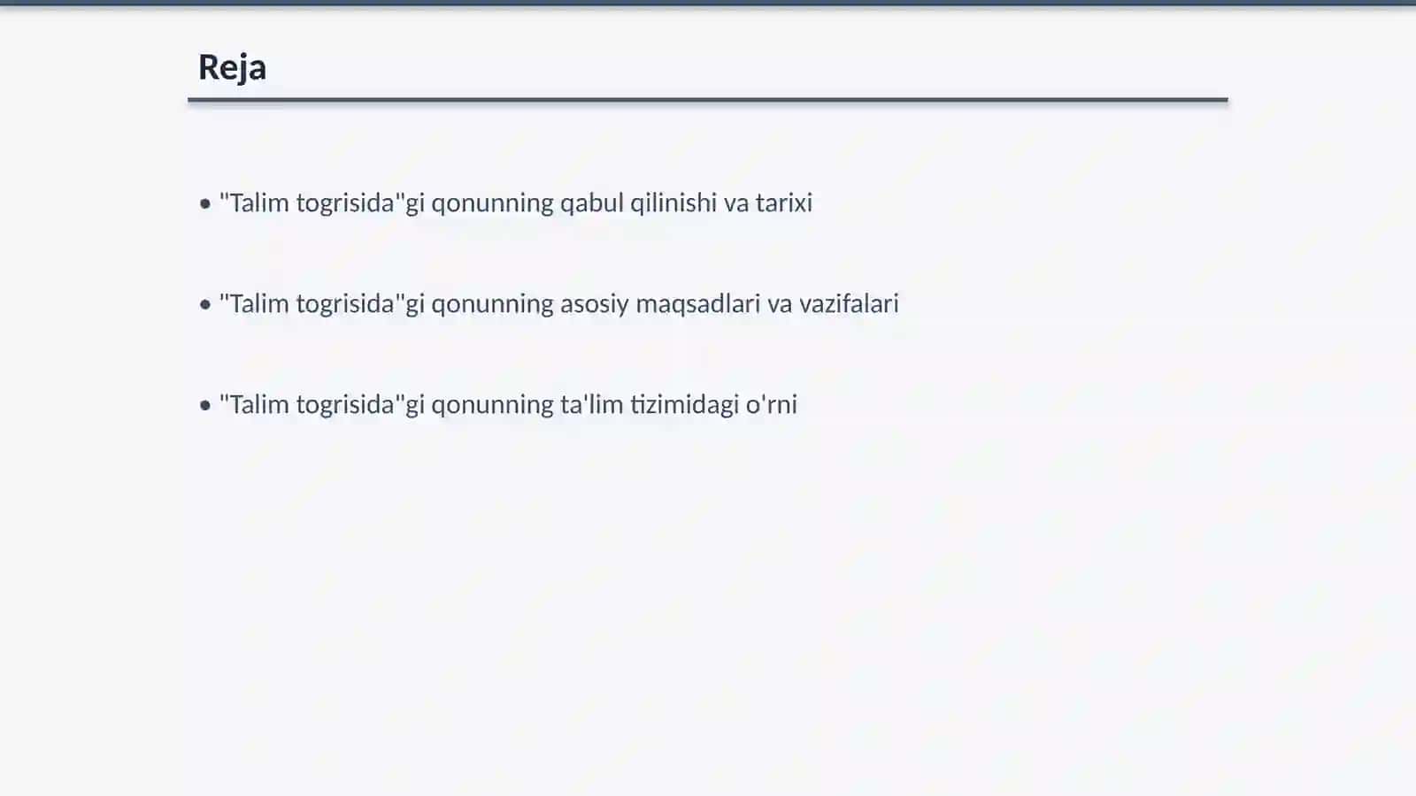 "Talim togrisida"gi qonun (2020-yil 23-sentabr) va uning mohiyati 2
