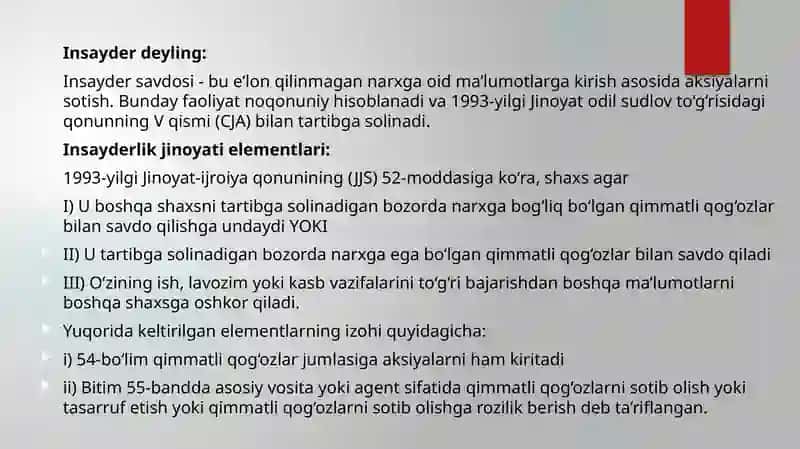 Insayderlik va jinoyat 2