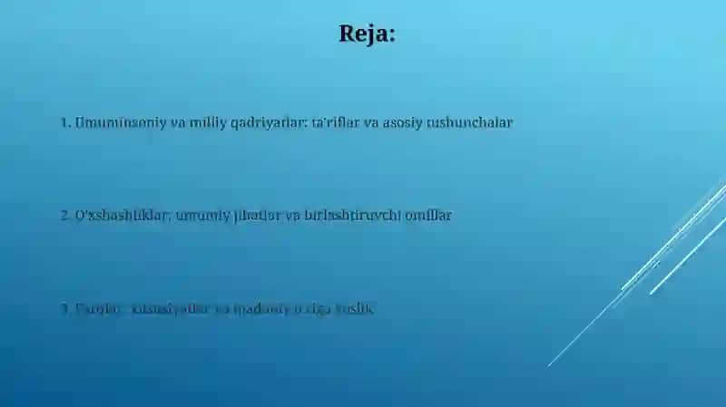 Umuminsoniy va milliy qadriyatlar o‘rtasidagi farqlar va o‘xshashliklar 2