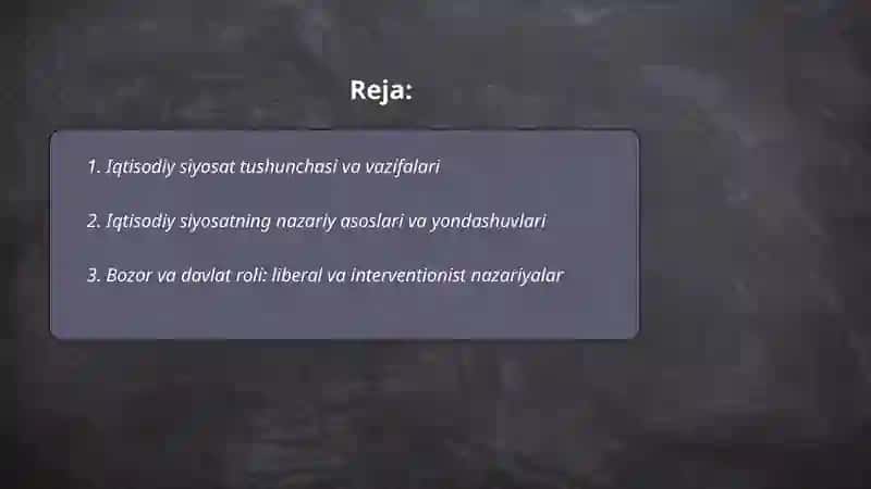 Iqtisodiy siyosatning nazariy asoslari 2