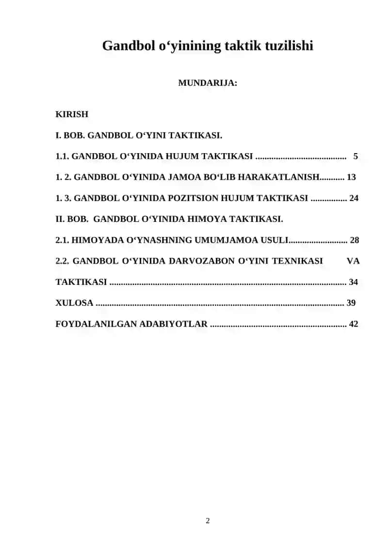 Gandbol o‘yinining taktik tuzilishi 2