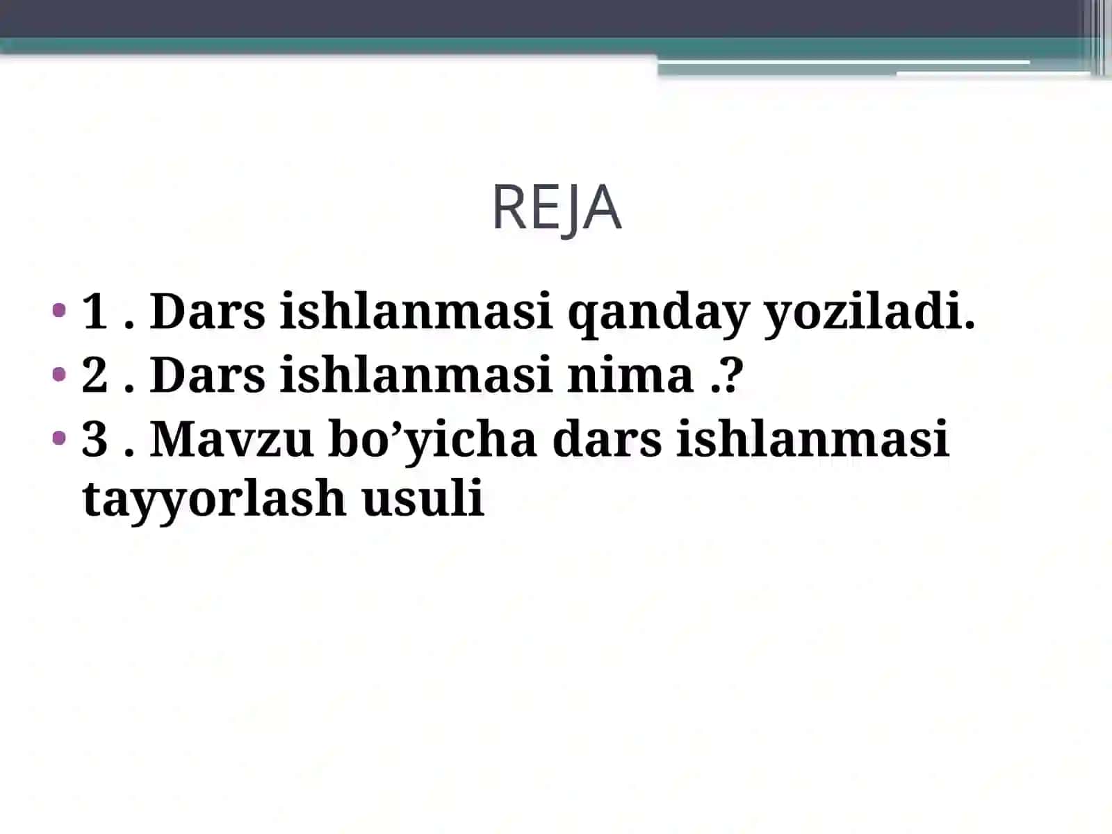 MAVZU  BO’YICHA DARS ISHLANMASINI TAYYORLASH 2