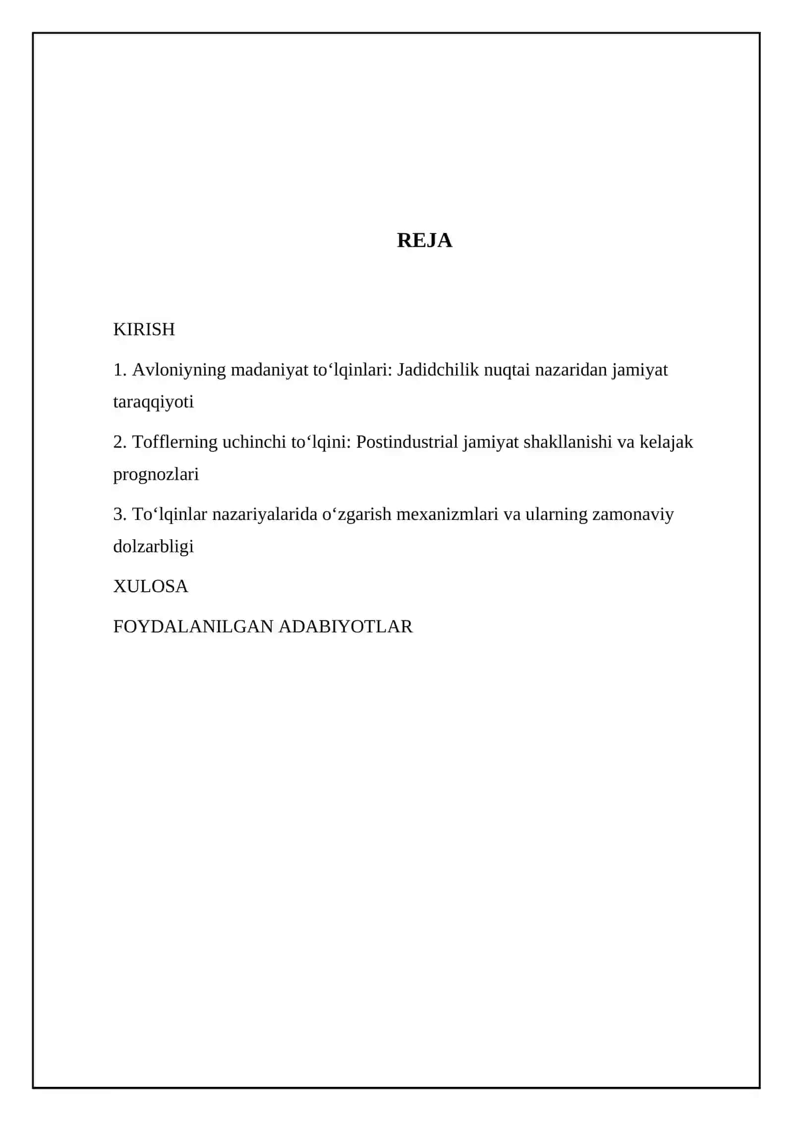 Avloniyning “Madaniyat to‘lqinlari” maqolasi va E.Tofflerning “Uchinchi to‘lqin” asarini qiyosiy tahlil etish 2
