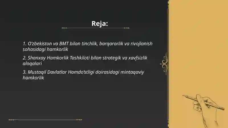 O‘zbekistonning xalqaro tashkilotlar bilan hamkorlik aloqalari 2