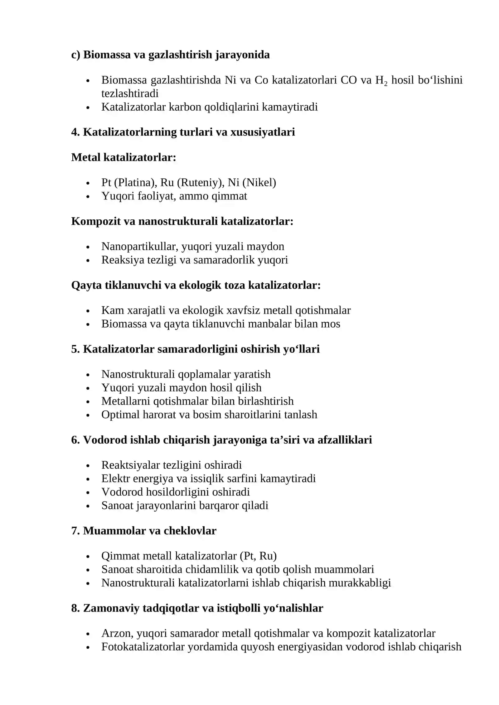 KATALIZATORLARNING VODOROD ISHLAB CHIQARISH JARAYONIDAGI ROLI 2