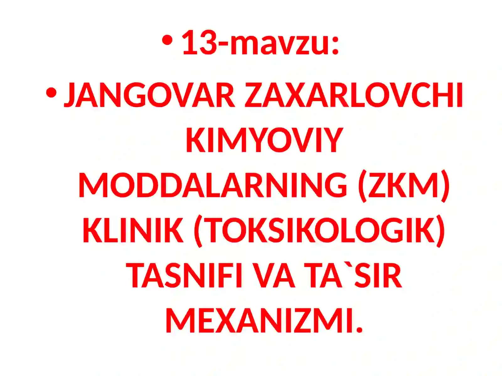 JANGOVARZAXARLOVCHI KIMYOVIY MODDALARNING (ZKM) KLINIK (TOKSIKOLOGIK) TASNIFI VA TA`SIR MEXANIZMI 2