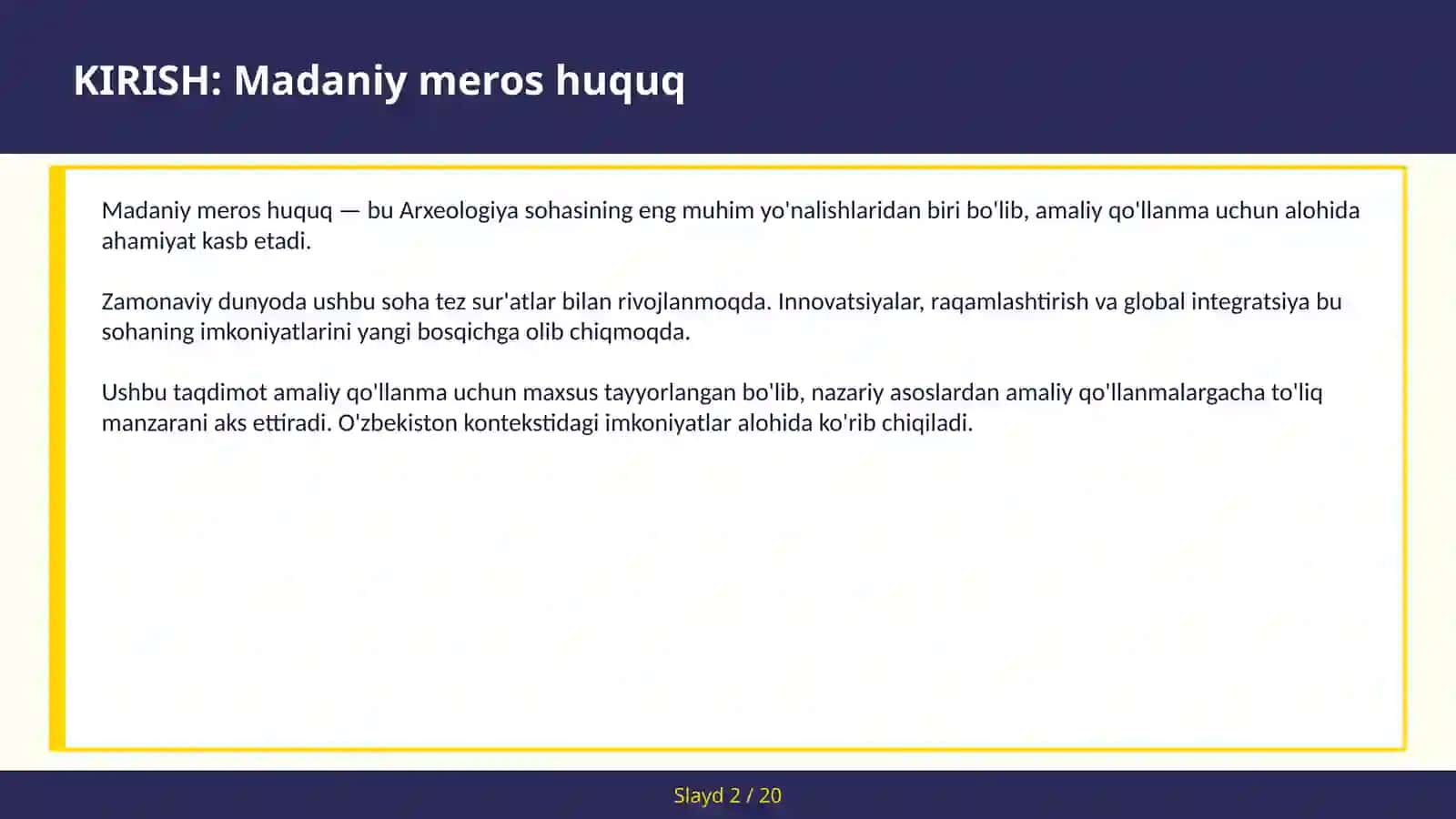 MADANIY MEROS HUQUQ UNESCO — amaliy qo'llanma 2030 2