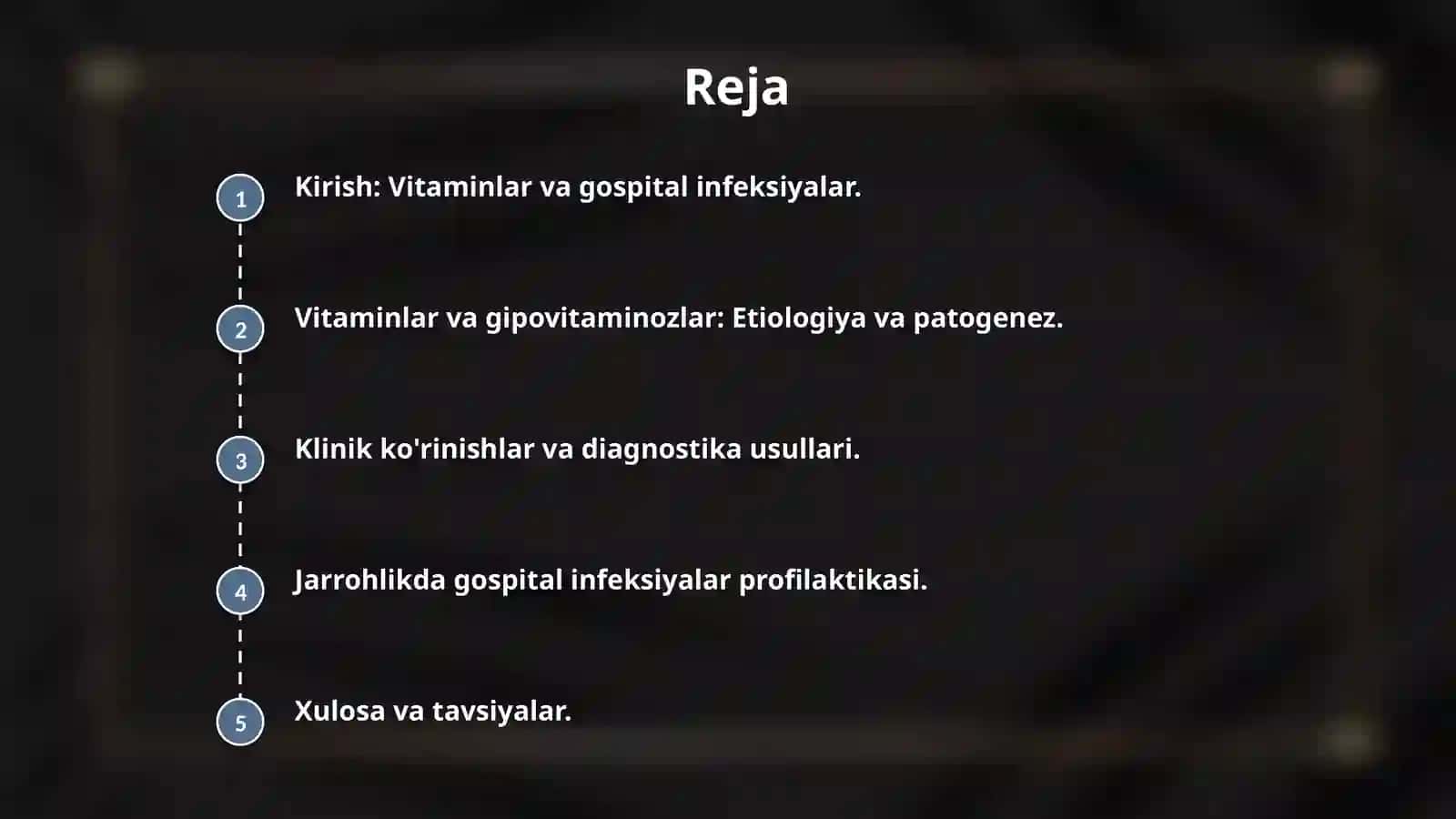 Avitaminov va gipovitaminozlar. Xirurgiyada gospital infeksiyani profilaktikasi. 2