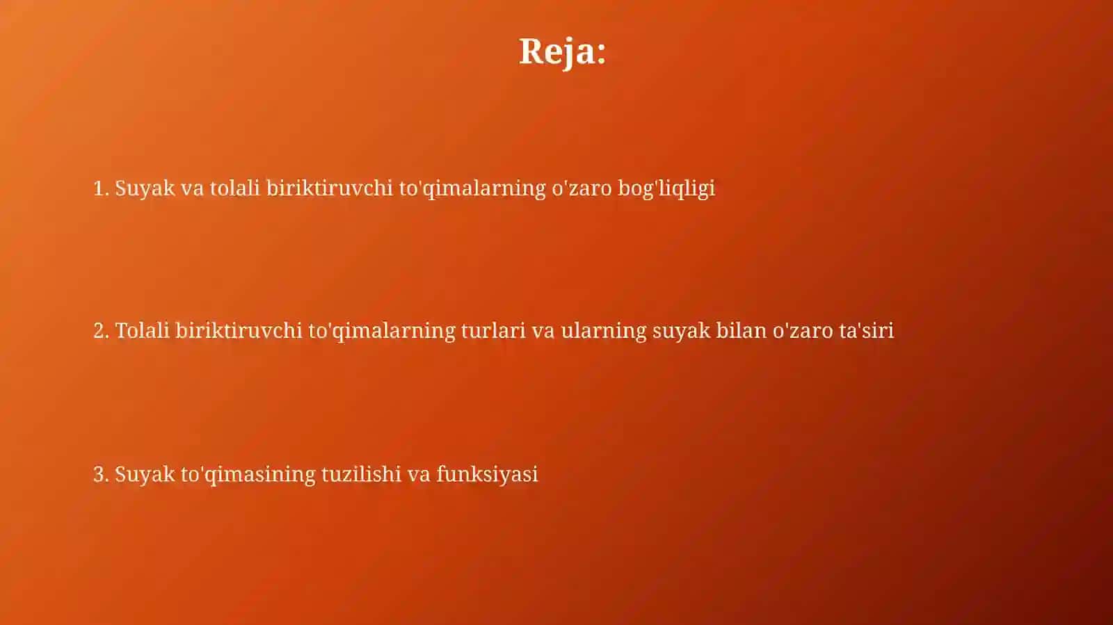 Suyak va Tolali Biriktiruvchi To'qimalarning O'zaro Munosabati 2