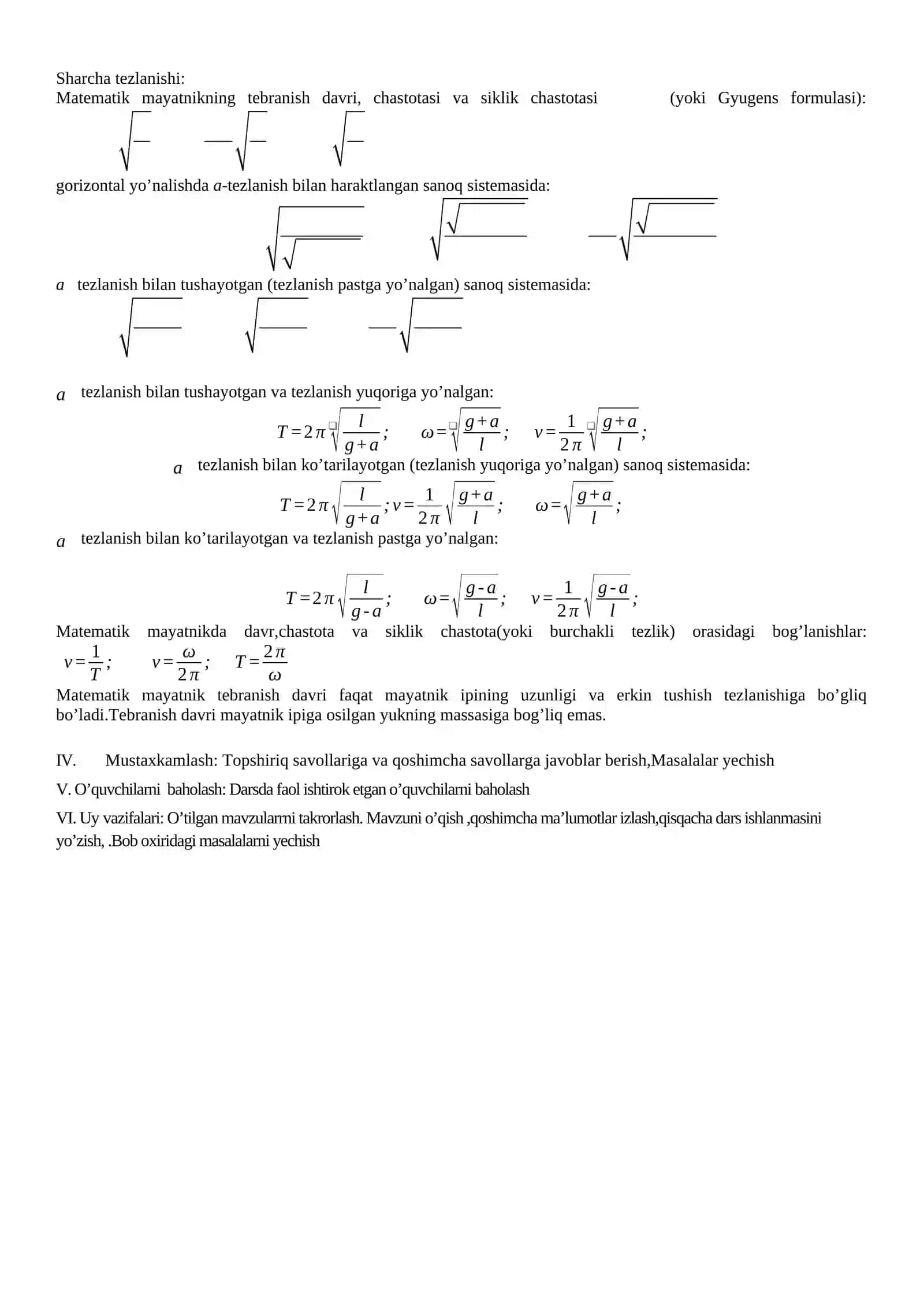 Matematik mayatniklar 2
