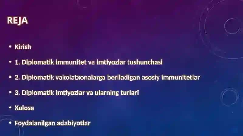 Diplomatik vakolatxonalarning immuniteti va imtiyozlari 2
