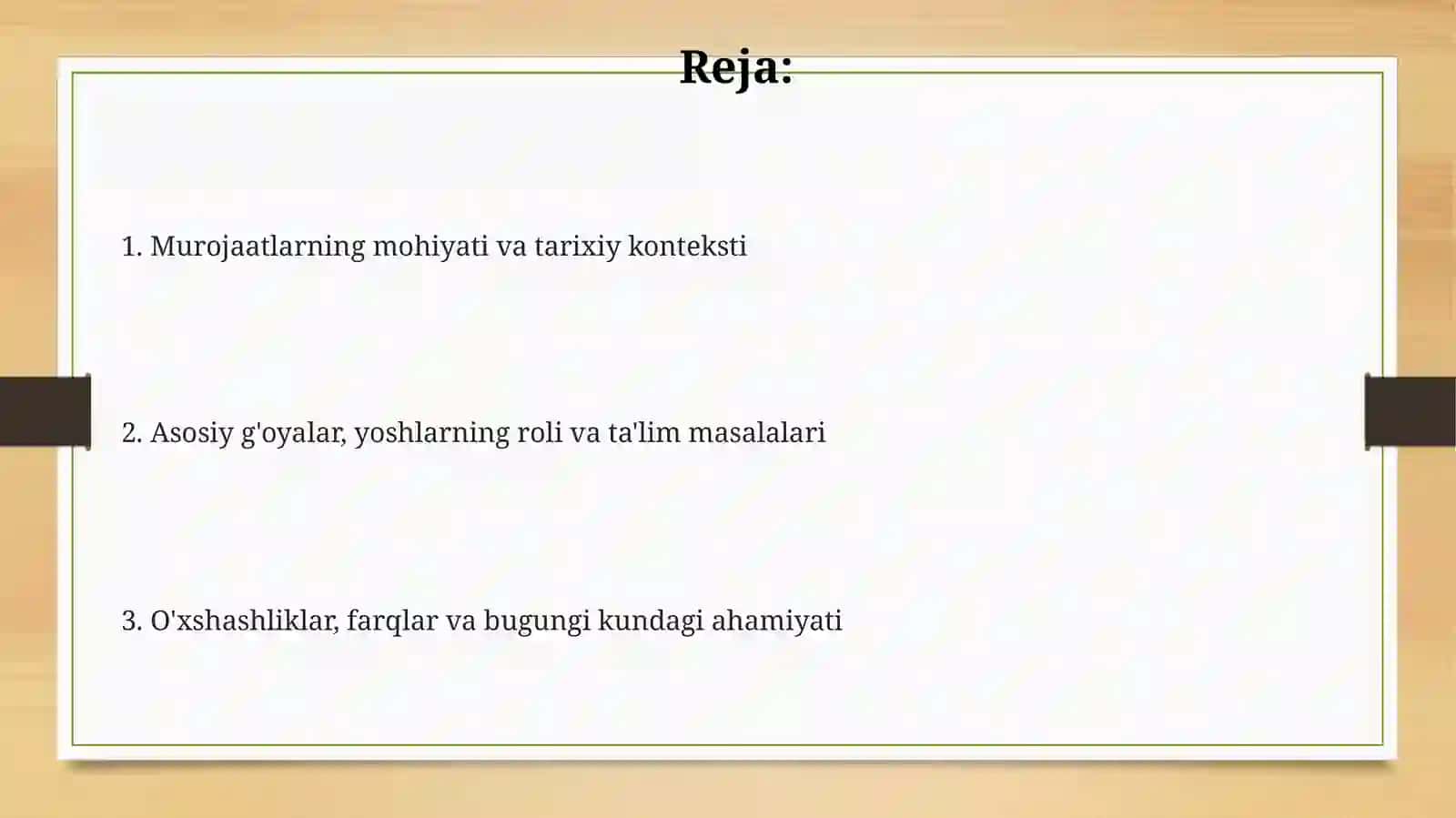 M.Behbudiyning "Yoshlanga murojaat" va Muhtaram yoshlarga murojsat™ magolalarini tahlil et 2
