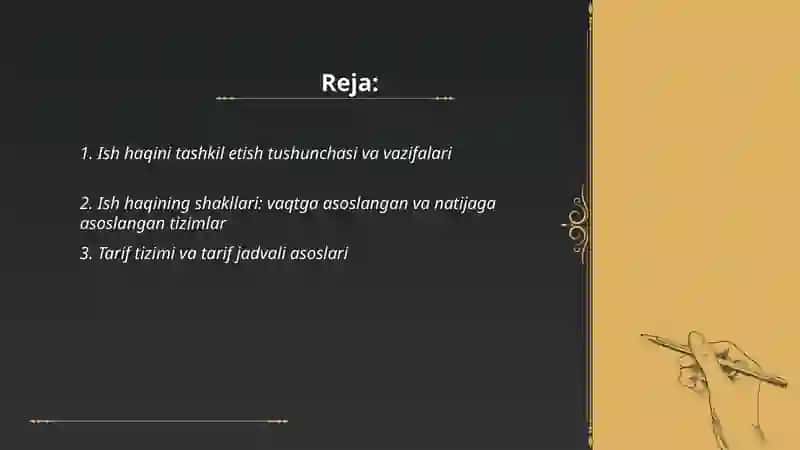 Ish haqini tashkil etish shakllari va tizimlari 2