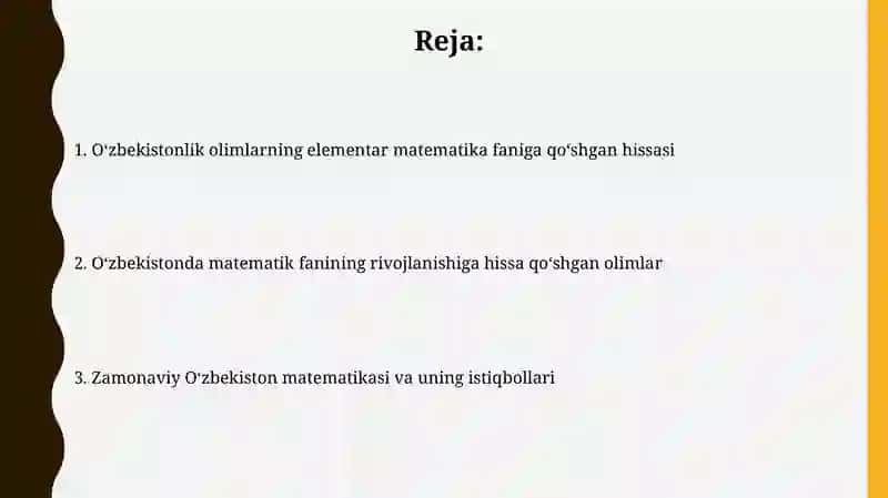 Oʻzbekistonda oʻzbek olimlarining elementar matematika va matematika sohalarining qo'shgan hissasi 2