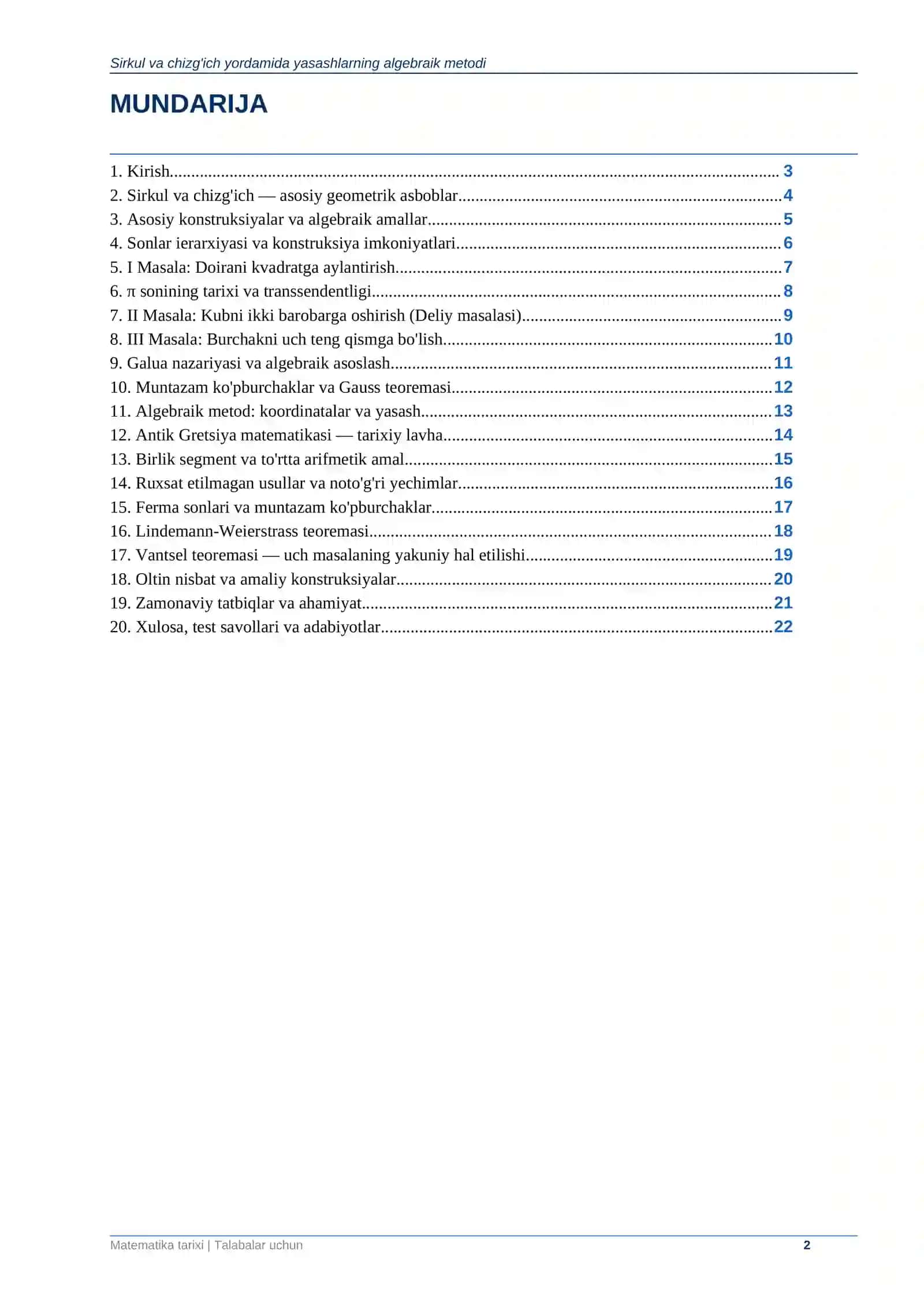 SIRKUL VA CHIZG'ICH YORDAMIDA YASASHLARNING ALGEBRAIK METODI 2