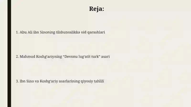Abu Ali ibn Sino, Mahmud Koshgʻariyning tilga oid asarlari 2