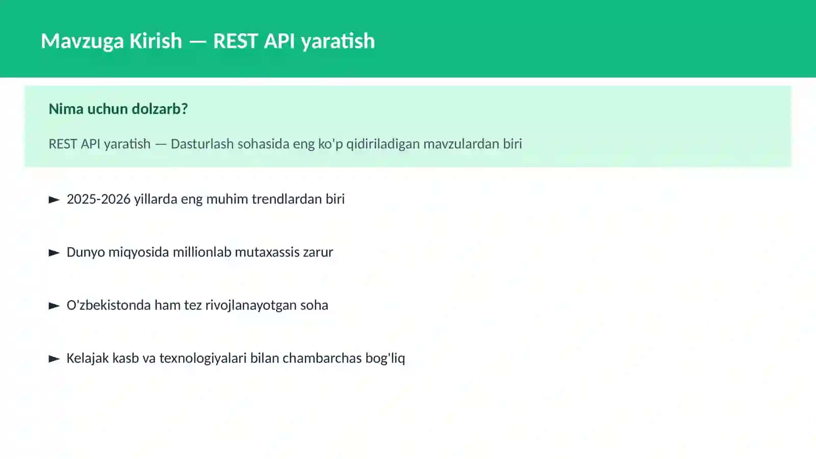 DASTURLASH | JAVASCRIPT VA WEB 2