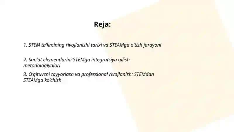 STEM va STEAMning rivojlanishi 2