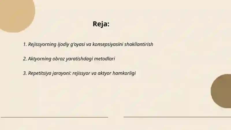 Rejissyor va aktryorlarning ijodiy faoliyati 2