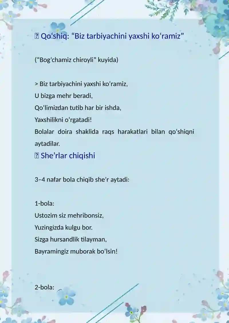 1-oktyabr Bayram ssenariysi 2