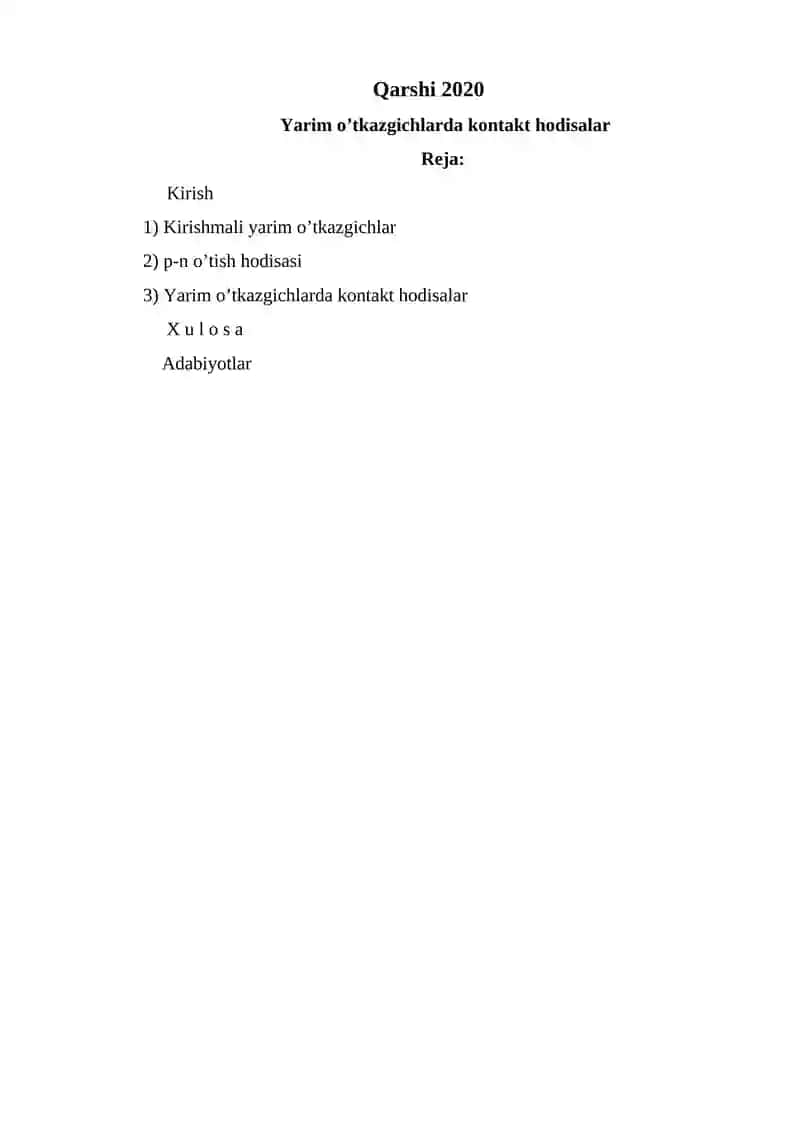 Yarim o’tkazgichlarda kontakt hodisalar 2