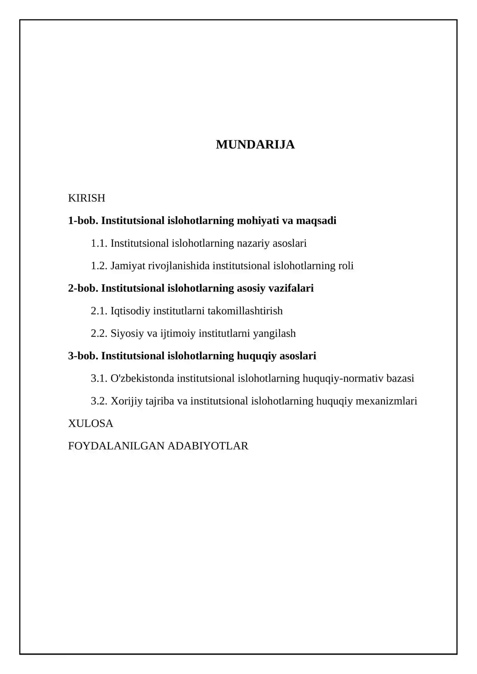 Institutsional islоhоtlаrning bоsh mаqsаdi, vаzifаlаrivа хuquqiy аsоslаri 2