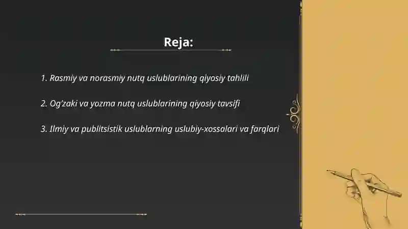 Nutq uslublarining qiyosiy tafsifi 2