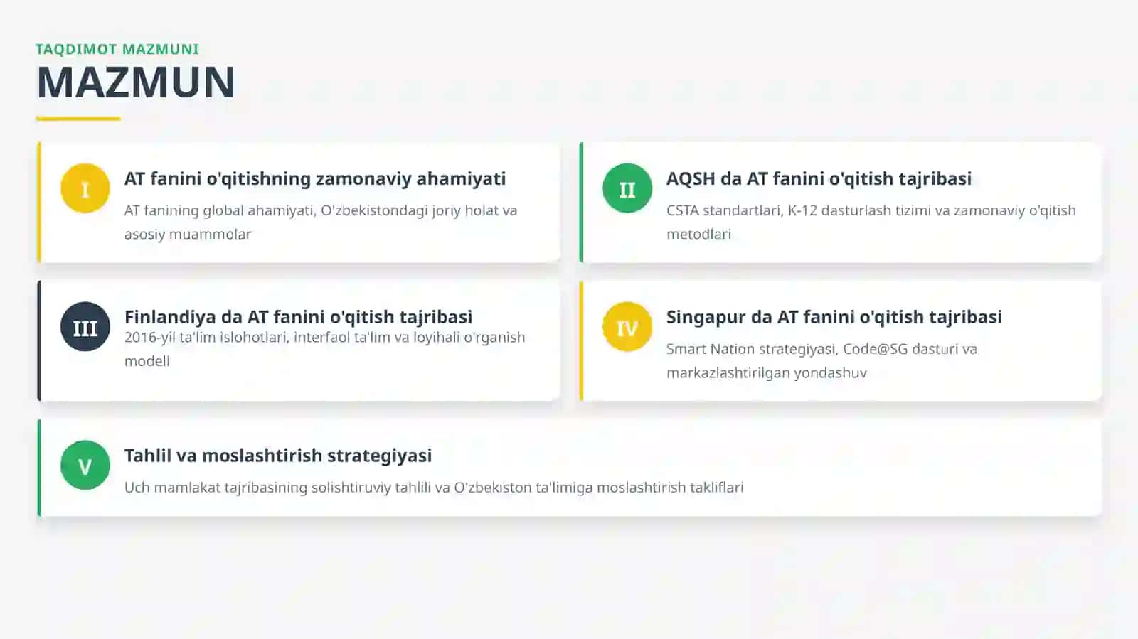 XALQARO TA'LIM TAJRIBASI RIVOJLANGAN AQSH, FINLANDIYA VA SINGAPUR AT FANINI O'QITISH BO'YICHA TAJRIBANI TAHLIL QILISH VA O'ZBEK TA'LIMIGA MOSLASHTIRISH 2