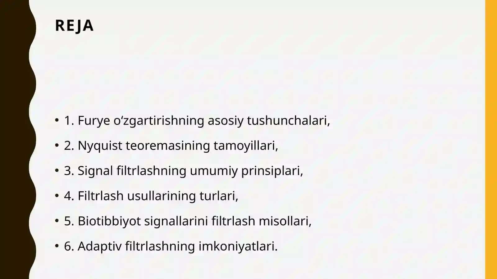 Furye o‘zgartirish, Nyquist teoremasi va signal filtrlash usullari 2