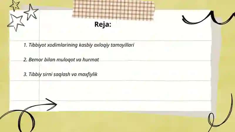 Tibbiyot xodimlarining madaniyati. Kasbiy etika va deontologiya 2